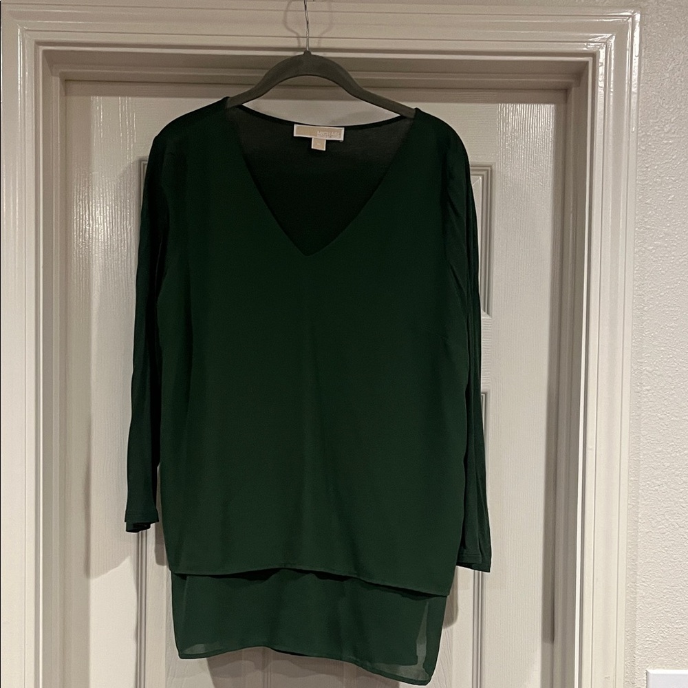 MICHAEL Michael Kors Dark Green V-Neck Layered Tunic